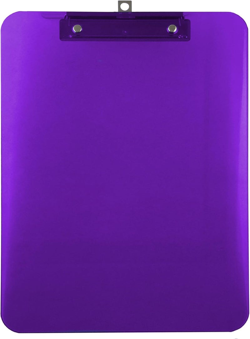 Trade Quest Plastic Clipboard Transparent Color Letter Size Low Profile Clip (Pack of 6) (Purple) - Image 4